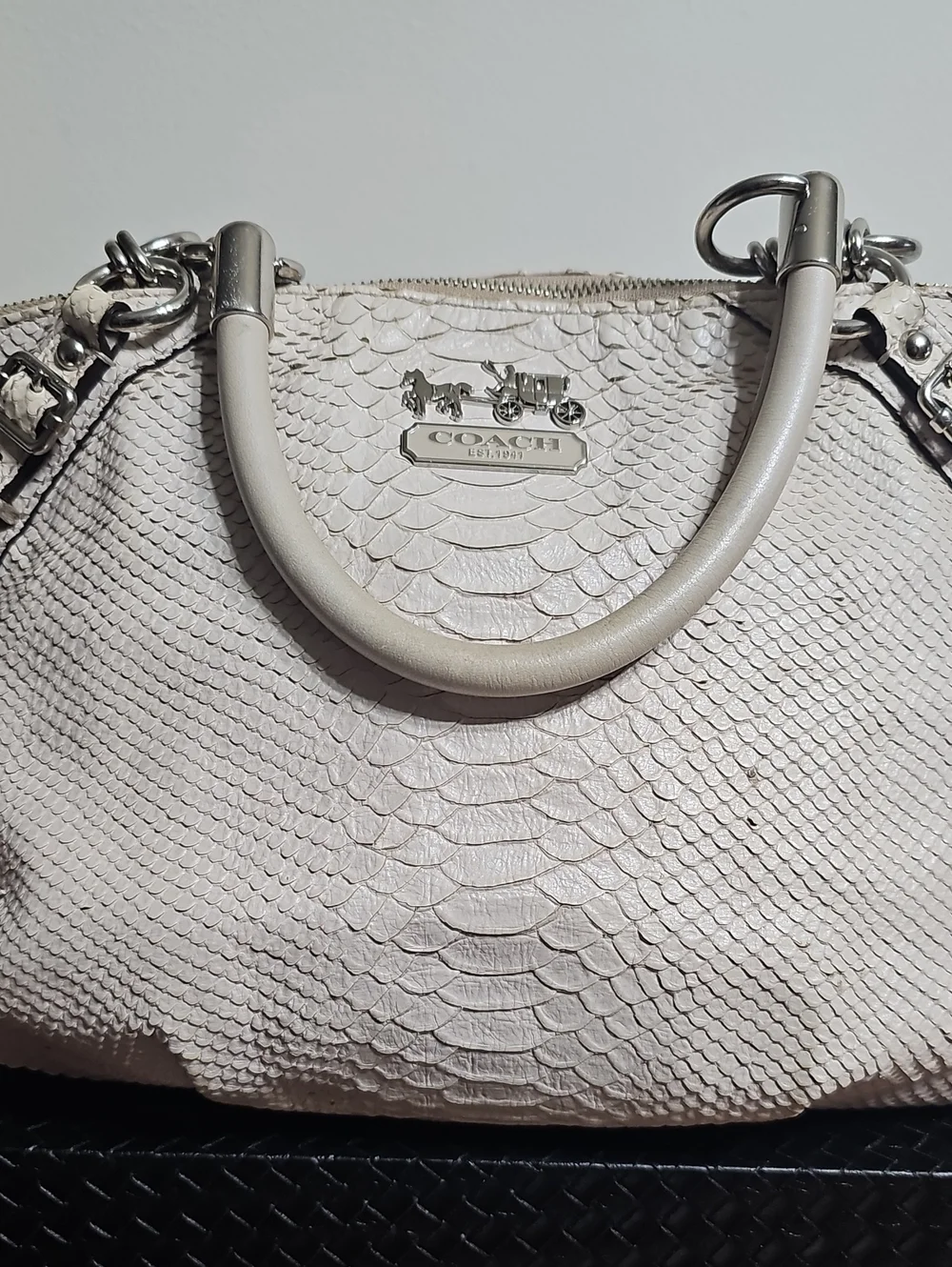 Reduced Price...Coach Madison Sophia Python-Embossed Leather Satchel K1098-16346
